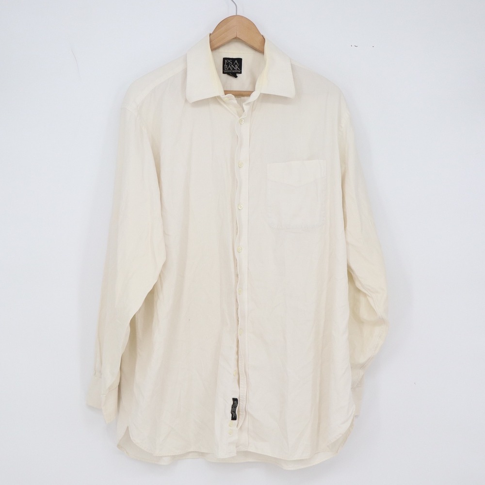 Jos. A. Bank Shirt Mens 16.5-35 Executive Collection Cream Button-down Good